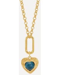 Rachel Jackson - 22Ct-Plated Personalised Electric Love Topaz Hardware Heart Necklace - Lyst