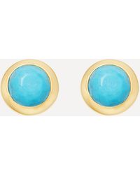 Astley Clarke Gold Plated Vermeil Silver Mini Stilla Turquoise Stud Earrings - Metallic