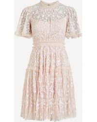 Needle & Thread Emilana Short-sleeve Mini Dress - Size 6 - Pink