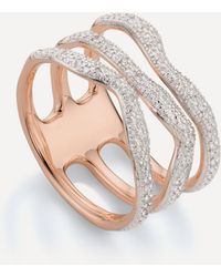 Monica Vinader - Rose Gold Plated Vermeil Silver Riva Diamond Wave Triple Band Ring B.5 - I - Lyst
