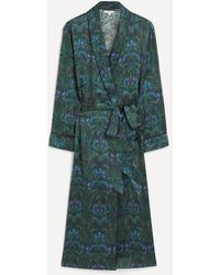 Liberty - Peacock Manor Silk Satin Long Robe - Lyst