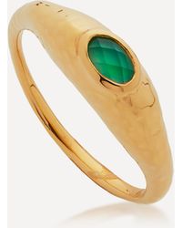Monica Vinader - Gold Plated Vermeil Silver Deia Green Onyx Ring - Lyst