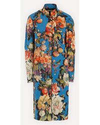 Dries Van Noten Mandarin Collar Floral Coat - Blue