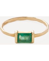Melissa Joy Manning - 14ct Gold Zambian Emerald Baguette Bar Ring 6 - Lyst