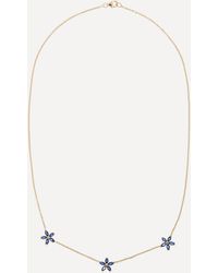 Liberty 9ct Gold Bloomy Trio Blue Sapphire Pendant Necklace - Metallic