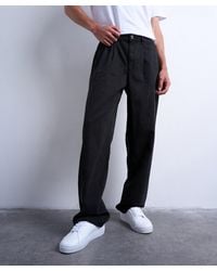 TOPMAN - Baggy Fit High-Waisted Twill Trousers - Lyst