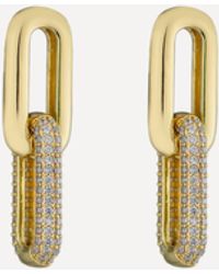 CZ by Kenneth Jay Lane 18ct Gold Plated Pave Cubic Zirconia Interlocking Chain Link Earrings - Metallic