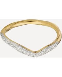 Monica Vinader 18ct Gold Plated Vermeil Silver Riva Diamond Wave Stacking Ring - Metallic