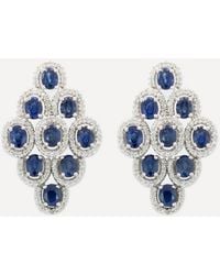 Kojis - 18Ct Sapphire And Diamond Multi Cluster Drop Earrings - Lyst