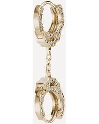 Maria Tash 18ct Double Diamond Handcuff And Short Chain Single Earring - Metallic