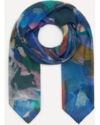 Paul Smith - Women's Blue Floral Collage Print Scarf One Size - Lyst