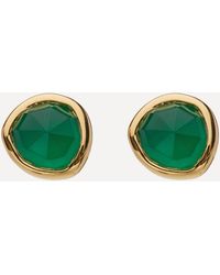 Monica Vinader - Gold Plated Vermeil Silver Green Onyx Siren Stud Earrings One Size - Lyst