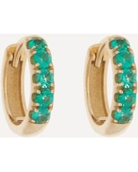 Andrea Fohrman - 14ct Gold Chubby Emerald Pave Huggie Hoop Earrings One Size - Lyst