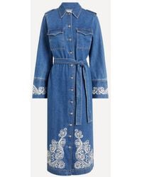 ALÉMAIS - Jacones Embroidered Denim Shirt Dress - Lyst