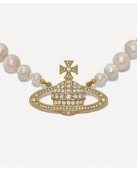 Vivienne Westwood - Tone One Row Pearl Bas Relief Choker Necklace - Lyst
