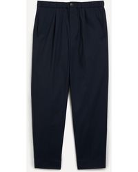 PS by Paul Smith - Mens Navy Pleated Cotton-blend Trousers - Lyst