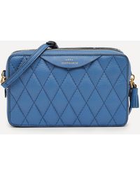 Anya Hindmarch Quilted And Snake Print Leather Double Zip Cross-body Bag - Blue