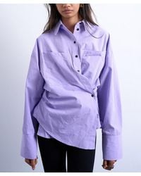 TOPSHOP - Asymmetric Placket Long-Sleeve Shirt - Lyst