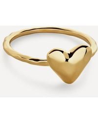 Monica Vinader - 18Ct-Plated Vermeil Heart Stacking Ring - Lyst