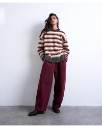 TOPSHOP - Knitted Fluffy Stripe Jumper - Lyst