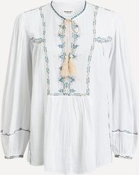 Isabel Marant - Women's Silekia Embroidered Cotton Voile Blouse 12 - Lyst