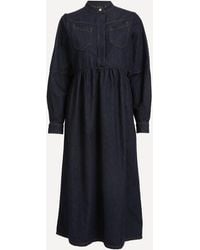 ALIGNE - Women's Mirabella Smocked Denim Midi-dress 8 - Lyst