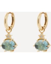 Andrea Fohrman - 14ct Gold Mini Cosmo London Blue Topaz Hoop Earrings One Size - Lyst