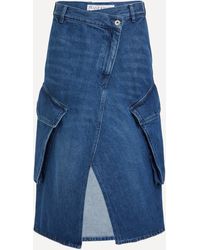 JW Anderson - Women's Cargo Pocket Midi Denim Skirt 14 - Lyst