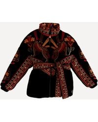 FARM Rio - Women's Black Nature Beauty Embroidered Puffer Jacket - Lyst