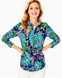 Lilly Pulitzer Woman's turquoise Fermeture Zippée Polaire Gilet-Taille XS 