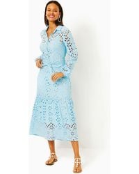 Lilly Pulitzer - Zia Eyelet Midi Shirtdress - Lyst