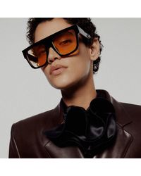 Linda Farrow - Magda Butrym X Lf Flat Top Sunglasses With Orange Lenses - Lyst