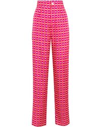 Lisou Salome Fuchsia Deco Silk Trousers - Multicolour