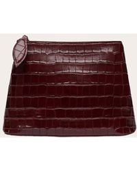 Liffner - Zip Clutch Burgundy Croc - Lyst