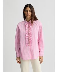 Liu Jo - Liu Jo Camicia Con Rouches Rosa A Righe - Lyst