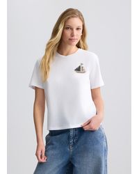 Liu Jo - Liu Jo T-Shirt Aus Baumwolle Mit Stickerei Und Strass - Lyst