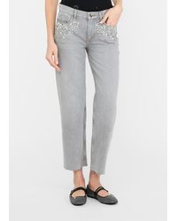 Liu Jo - Liu Jo Gerade Geschnittene Jeans Mit Strass - Lyst