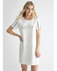 Liu Jo - Liu Jo Vestito Corto Bianco Con Logo - Lyst