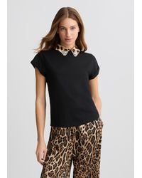 Liu Jo - Liu Jo T-shirt Nera Con Ricami Gioiello - Lyst