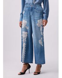 Liu Jo - Pantalón Acampanado Con Estampado Digital - Lyst
