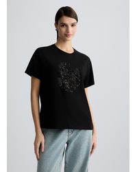 Liu Jo - Liu Jo T-Shirt En Coton Avec Paillettes Et Strass - Lyst