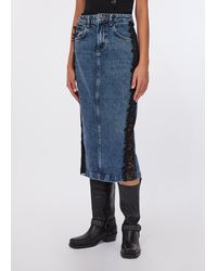 Liu Jo - Liu Jo Jupe Midi En Denim Avec Dentelle - Lyst