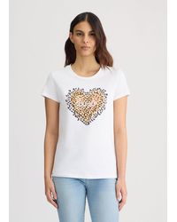 Liu Jo - Liu Jo T-Shirt Mit Herz Mit Animal-Print - Lyst