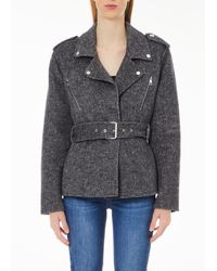 Liu Jo - Liu Jo Veste Motarde En Laine Mélangée - Lyst