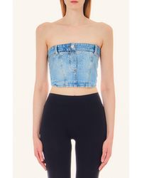 Liu Jo - Liu Jo Top En Toile Denim Avec Strass - Lyst