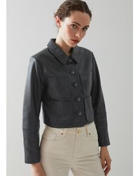 LK Bennett - Aubree Leather Cropped Jacket - Lyst