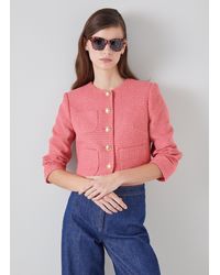 LK Bennett - Allie Pink Recycled Cotton Italian Tweed Jacket - Lyst