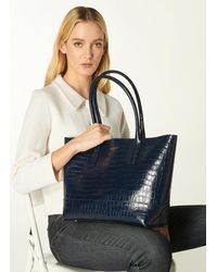LK Bennett Lacey Croc-effect Leather Tote Bag - Blue