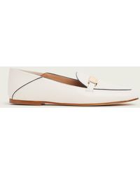 LK Bennett Paola Off-white Leather Contrast Piping Loafers