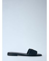 Prada - Leather Slides With Crochet Details - Lyst